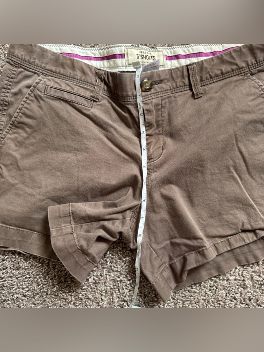 Y2K 2010 Old Navy Perfect 5” Chino Shorts in Dark Tan Brown Low Waist Size 12 - Picture 8 of 8